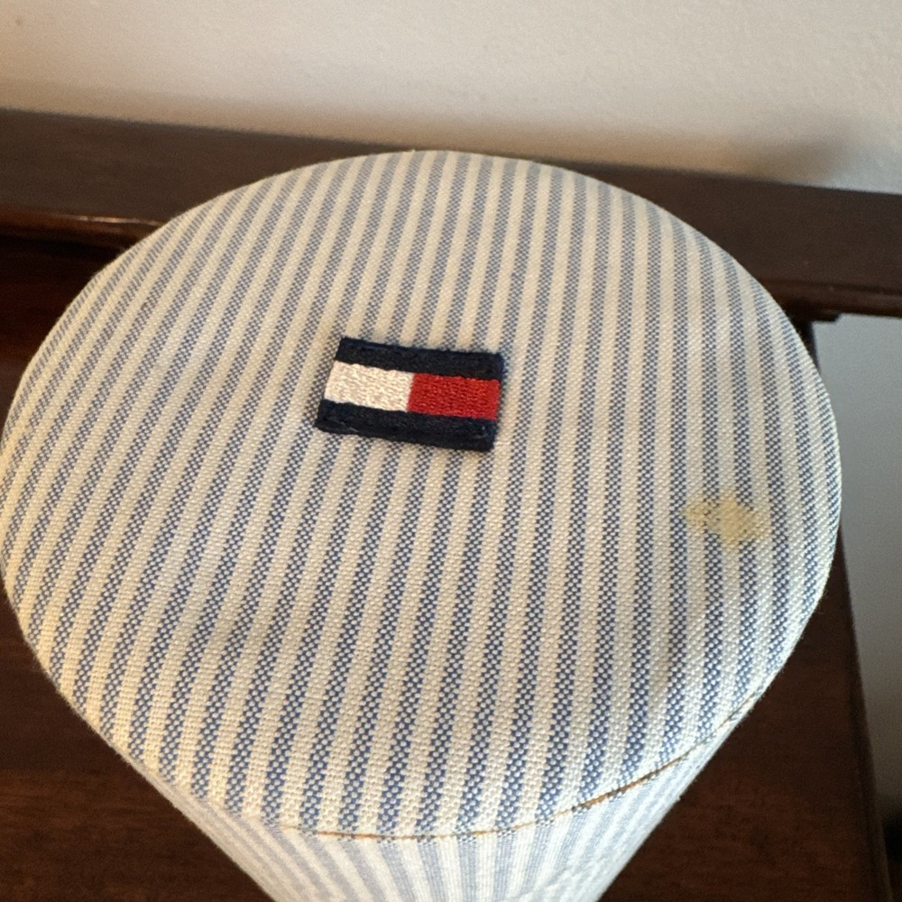 7" Vintage Tommy Hilfiger Perfume Case Cylinder Fabric Blue Stripes - Case Only - Picture 14 of 14